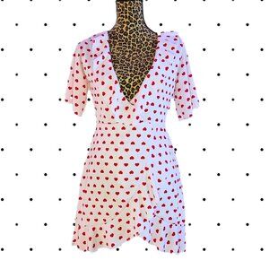 Pretty Little Things Ruffled white dress with red hearts SIZE 6